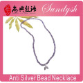 Einzigartige Handmade Purple Raw Kristall Perlen 925 Blätter Charms Armband Halskette Perlen